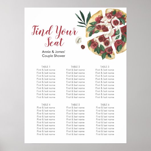 Italiaanse Pizza Party Seattle Chart Poster (Voorkant)