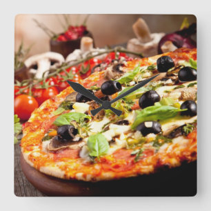 Italiaanse pizza vierkante klok