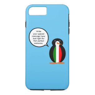 Italiaanse pratende mevrouw Pinguïn gepersonalisee iPhone 8 Plus / 7 Plus Hoesje