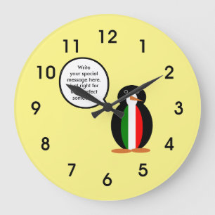 Italiaanse pratende mevrouw Pinguïn gepersonalisee Grote Klok