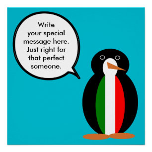 Italiaanse pratende mevrouw Pinguïn gepersonalisee Perfect Poster