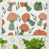 Italiaanse Ranunculus in India-zomer Waterverf Theedoek (Gevouwen)