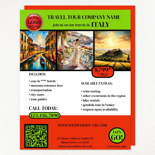 Italiaanse reisfotosjabloon flyer