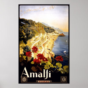 Italiaanse reisposter voor de kust van Amalfi 1910 Poster