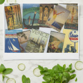  Italiaanse reisposters Collage Theedoek (Gevouwen)