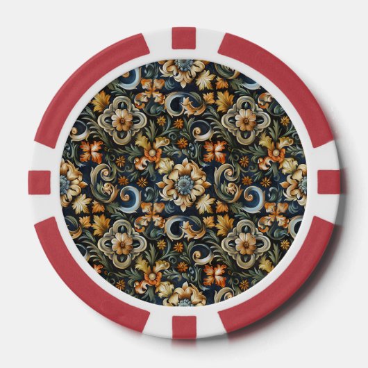 Italiaanse renaissance in het blauw poker chips (Voorkant)