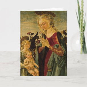 Italiaanse Renaissance Madonna en Kind met Engel Feestdagen Kaart