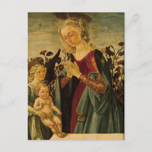 Italiaanse Renaissance Madonna, Kind en Engel Briefkaart (Voorkant)