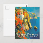 Italiaanse Riviera Retro Reizen Briefkaart (Voorkant / Achterkant)