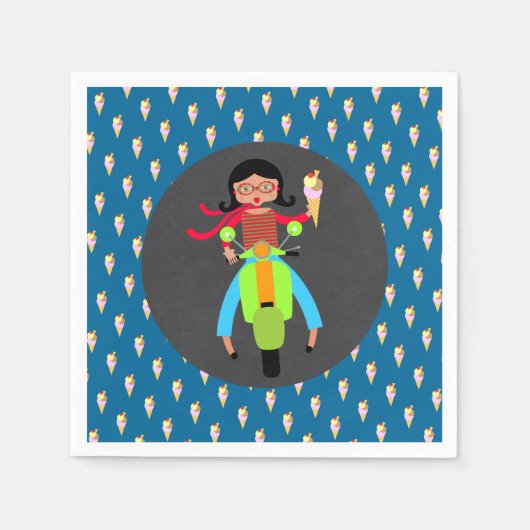 Italiaanse scooter Birthday Party Servet (Voorkant)