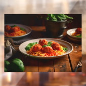 Italiaanse spaghetti pasta gehaktballetjes tomaten raamsticker (Vel 2)