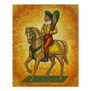Italiaanse speelkaarten - Cavalier van Klaveren, S Perfect Poster