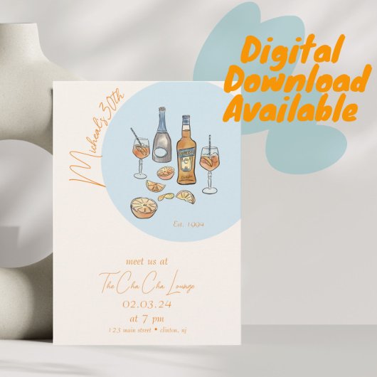 Italiaanse Spritz verjaardagsuitnodiging Kaart