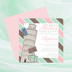 Italiaanse Spumoni Leaning Tower Sweet 16 Birthday Kaart