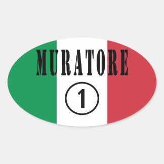 Italiaanse steenhouwers: Muratore Numero Uno Ovale Sticker