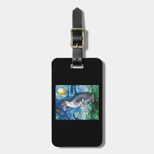 Italiaanse Sterrennacht van Greyhound Whippet Dog  Bagagelabel (Voorkant verticaal)