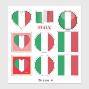 Italiaanse stickers en Italiaanse vlag, hart/sport