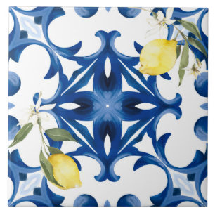 Italiaanse stijl, mediterraan, majolica, citroen, tegeltje