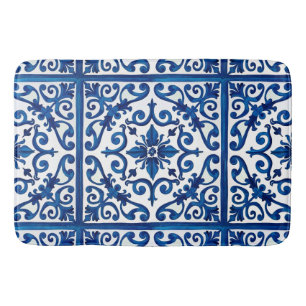 Italiaanse stijl, Mediterraan, mozaïek, blauw, Badmat