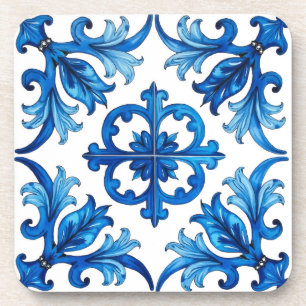 Italiaanse stijl, Mediterraan, mozaïek, blauw, Bier Onderzetter