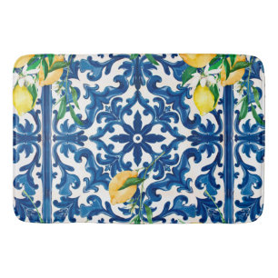 Italiaanse stijl, Mediterraan, mozaïek, blauw, cit Badmat