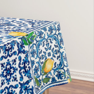 Italiaanse stijl, Mediterraan, mozaïek, blauw, cit Tafelkleed