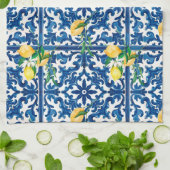 Italiaanse stijl, Mediterraan, mozaïek, blauw, cit Theedoek (Gevouwen)