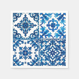 Italiaanse stijl, Mediterraan, mozaïek, blauw, Servet