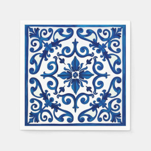 Italiaanse stijl, Mediterraan, mozaïek, blauw, Servet