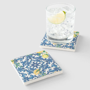 Italiaanse stijl, Mediterraan, mozaïek, blauw, Stenen Onderzetter