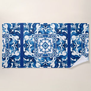 Italiaanse stijl, Mediterraan, mozaïek, blauw, Strandlaken