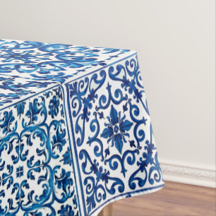 Italiaanse stijl, Mediterraan, mozaïek, blauw, Tafelkleed