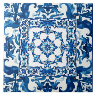 Italiaanse stijl, Mediterraan, mozaïek, blauw, Tegeltje