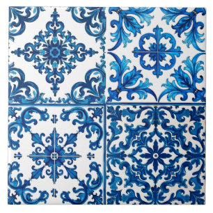 Italiaanse stijl, Mediterraan, mozaïek, blauw, Tegeltje