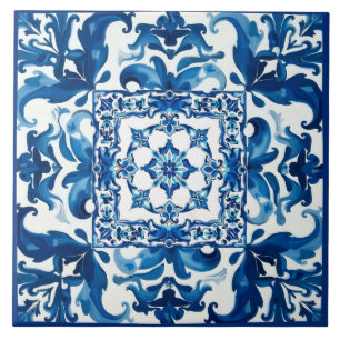 Italiaanse stijl, Mediterraan, mozaïek, blauw, Tegeltje