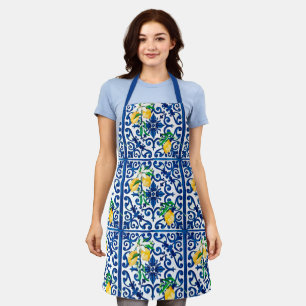 Italiaanse stijl, mozaïek, blauw, citroen, schort