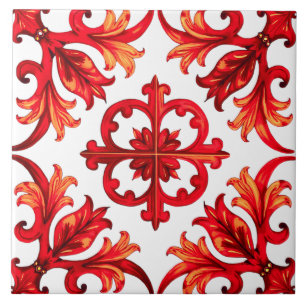 Italiaanse stijl, mozaïek, rood tegeltje