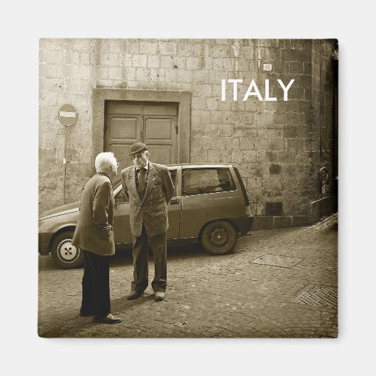 Italiaanse straatbeeld vierkante magneet met tekst (Voorkant)