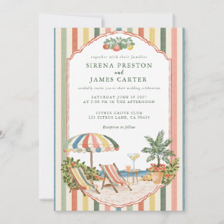 Italiaanse strandclub cabana streep citrus kaart