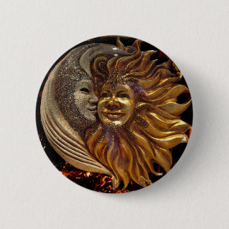 Italiaanse Sun- en Moon Carnaval-maskers Ronde Button 5,7 Cm