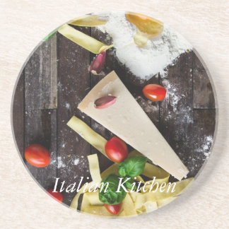 Italiaanse tekst over voedsel personaliseren zandsteen onderzetter