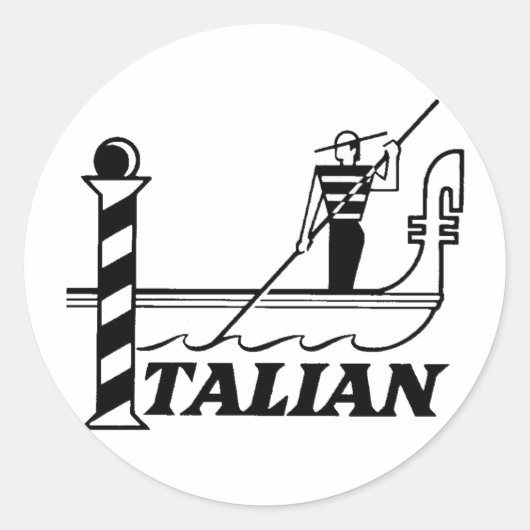 Italiaanse Venetiaanse Gondola Ronde Sticker (Voorkant)