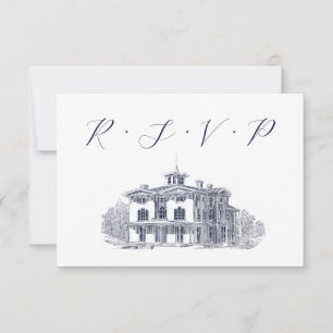 Italiaanse Villa Illustratie Trouwen RSVP Kaartje