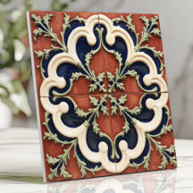 Italiaanse vintage terracotta en marineblauw