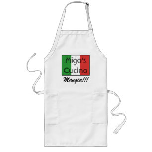 italiaanse vlag 3, Migo's Cucina, Mangia!!! Lang Schort
