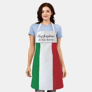 Italiaanse Vlag Aangepaste Chef Naam Grappig Cadea Schort