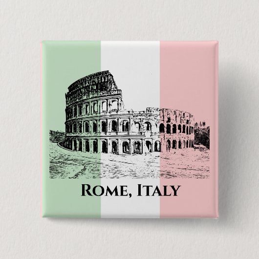 Italiaanse vlag Colosseum Design Button (Voorkant)