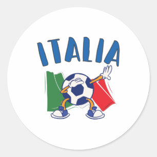 Italiaanse vlag Dabbing Voetbal Ronde Sticker