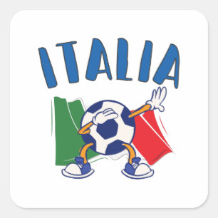 Italiaanse vlag Dabbing Voetbal Vierkante Sticker