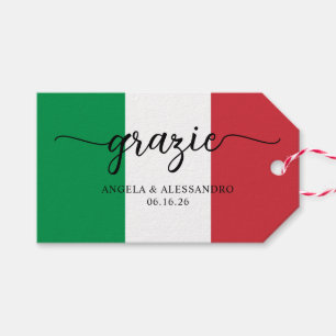 Italiaanse Vlag Elegante Calligrafie Grazie Cadeaulabel